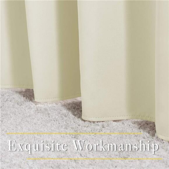 NICETOWN Beige Blackout Curtains 84 Inch Thermal Insulated Light Blocking - Picture 6 of 6